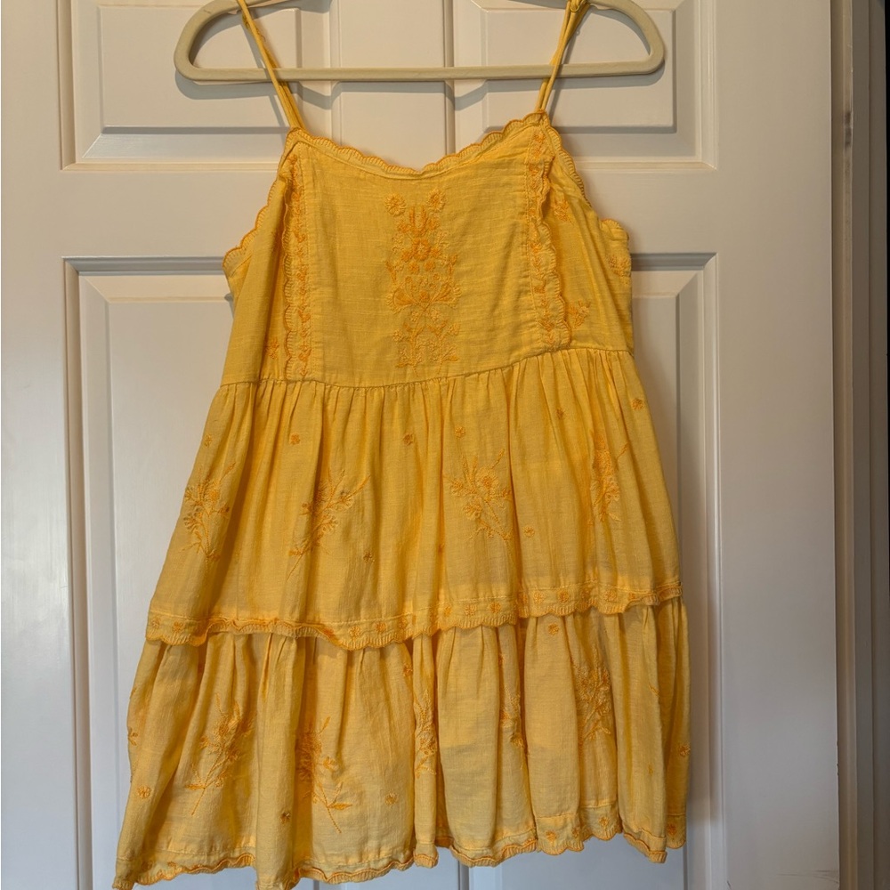 Urban Outfitters Yellow Embroidered Dress